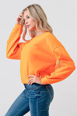 Load image into Gallery viewer, Long Sleeve Fleece Sweatshirt with Sleeve Pocket Detail
