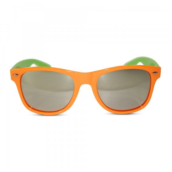 Two-Tone Mirrored Wayfarer Style Sunglasses – Neon Nation