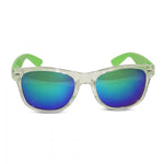Load image into Gallery viewer, Transparent Frame Sunglasses with Neon Temples and Mirrored Lens
