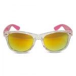 Load image into Gallery viewer, Transparent Frame Sunglasses with Neon Temples and Mirrored Lens
