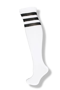 White with Black Stripes Knee High Sock
