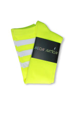 Load image into Gallery viewer, Neon Yellow with White Stripes Knee High Sock
