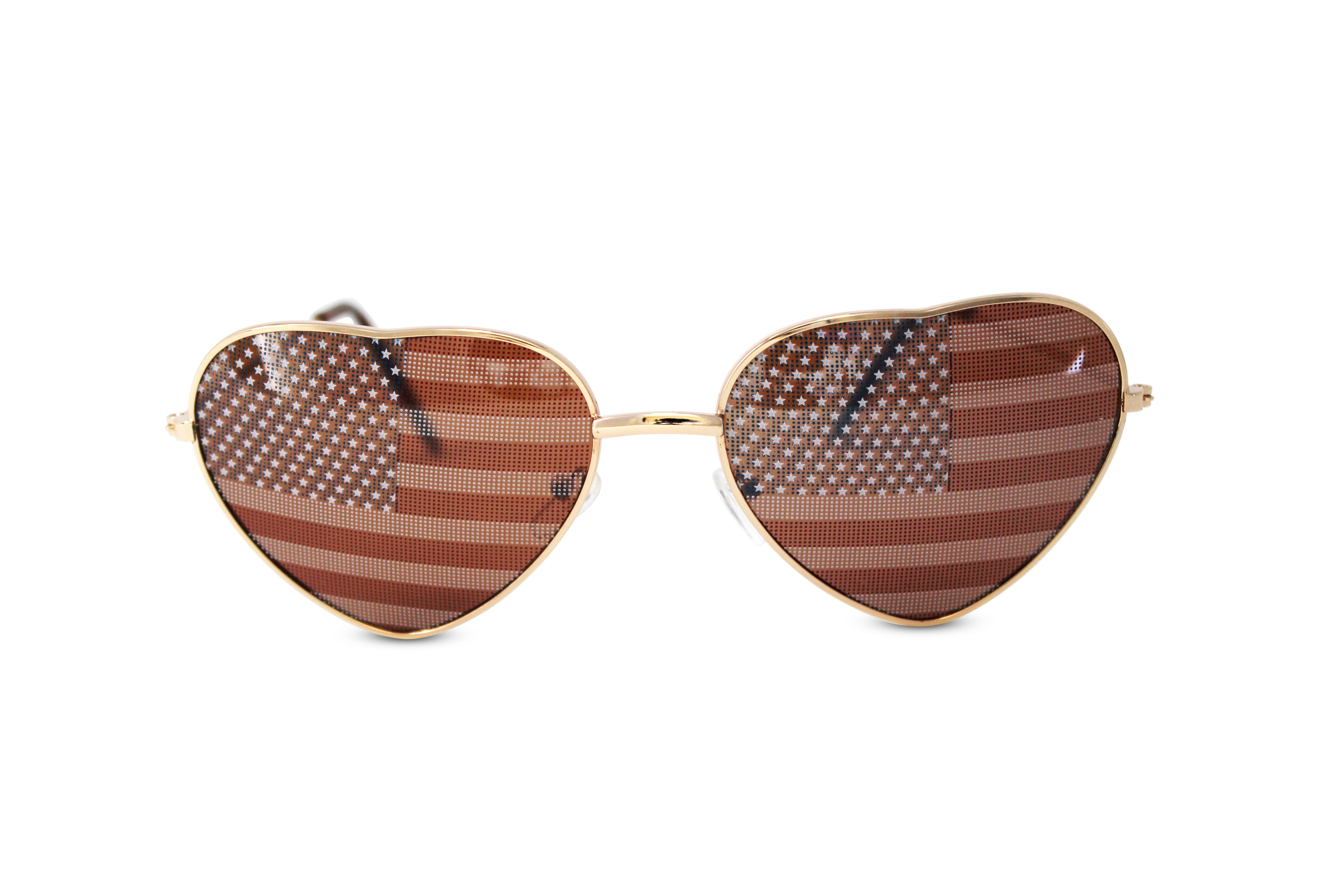 Heart Shaped American US Flag Stars & Stripes Sunglasses