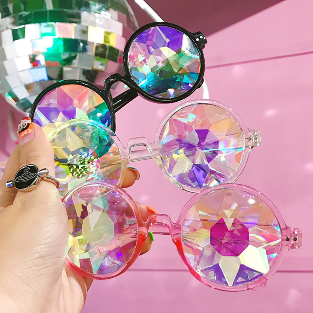 Round Holographic Kaleidoscope Party Glasses