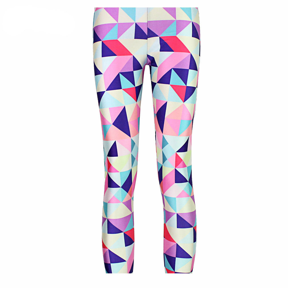 Neon Nation Multi Color Geometrical Square 3D Print Pattern Leggings Pants - Neon Nation