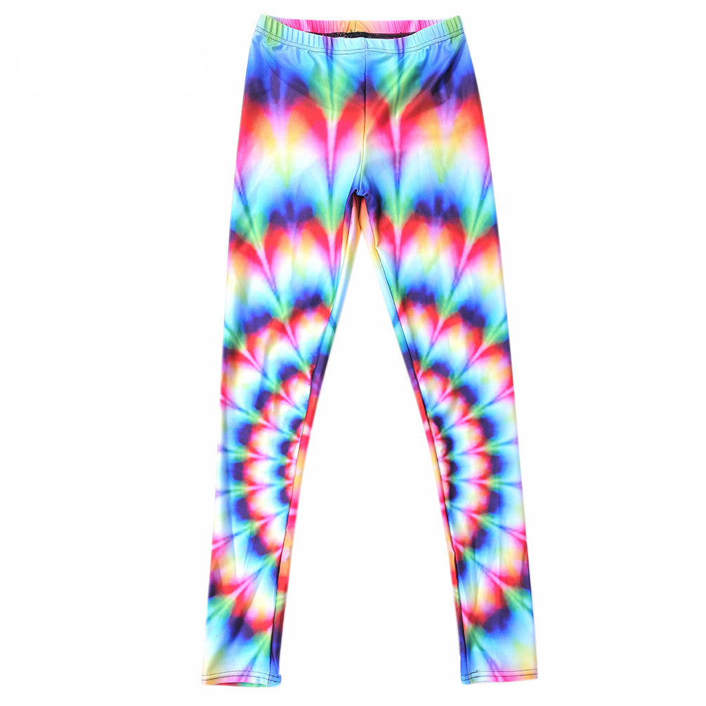 Neon Nation Rainbow Gradient 3D Tie Dye Print Leggings Pants - Neon Nation