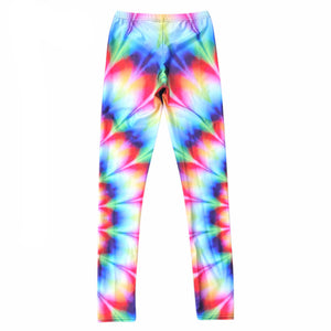 Neon Nation Rainbow Gradient 3D Tie Dye Print Leggings Pants - Neon Nation