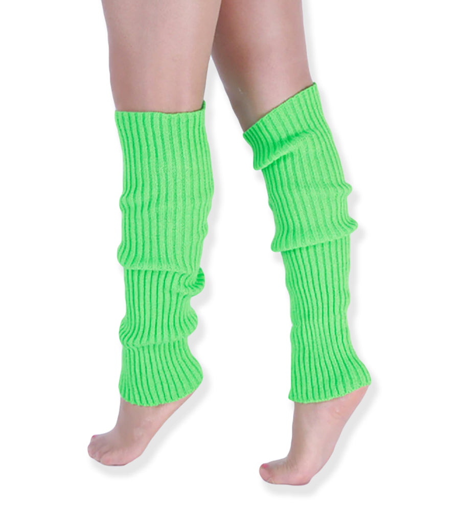Neon Colorful Knit Ribbed Adult Size Knee High Leg Warmers 80s Costume