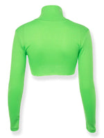 Load image into Gallery viewer, Neon Long Sleeve Turtle Neck Knitted Crop Top Shirt
