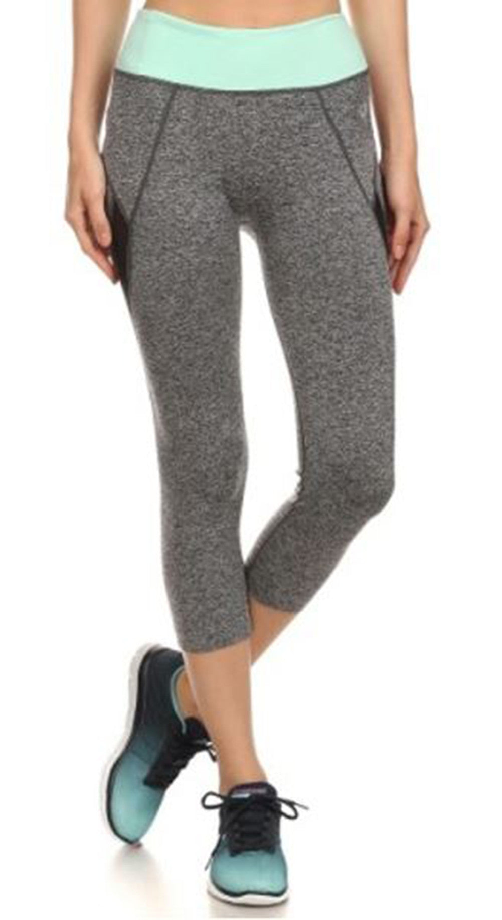 Fashionable Sporty Cropped Capri Workout Pants - Neon Nation