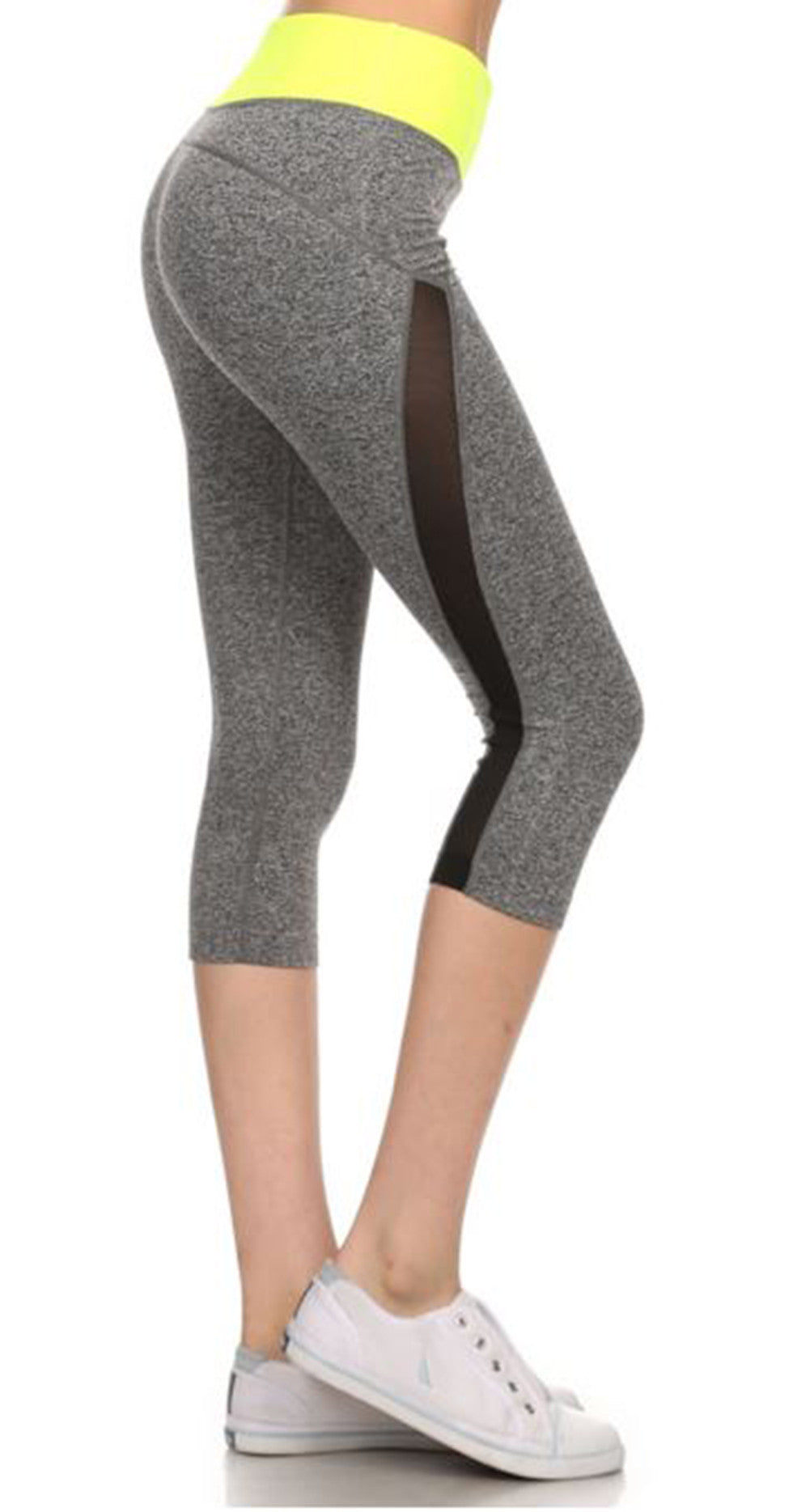 Fashionable Sporty Cropped Capri Workout Pants - Neon Nation