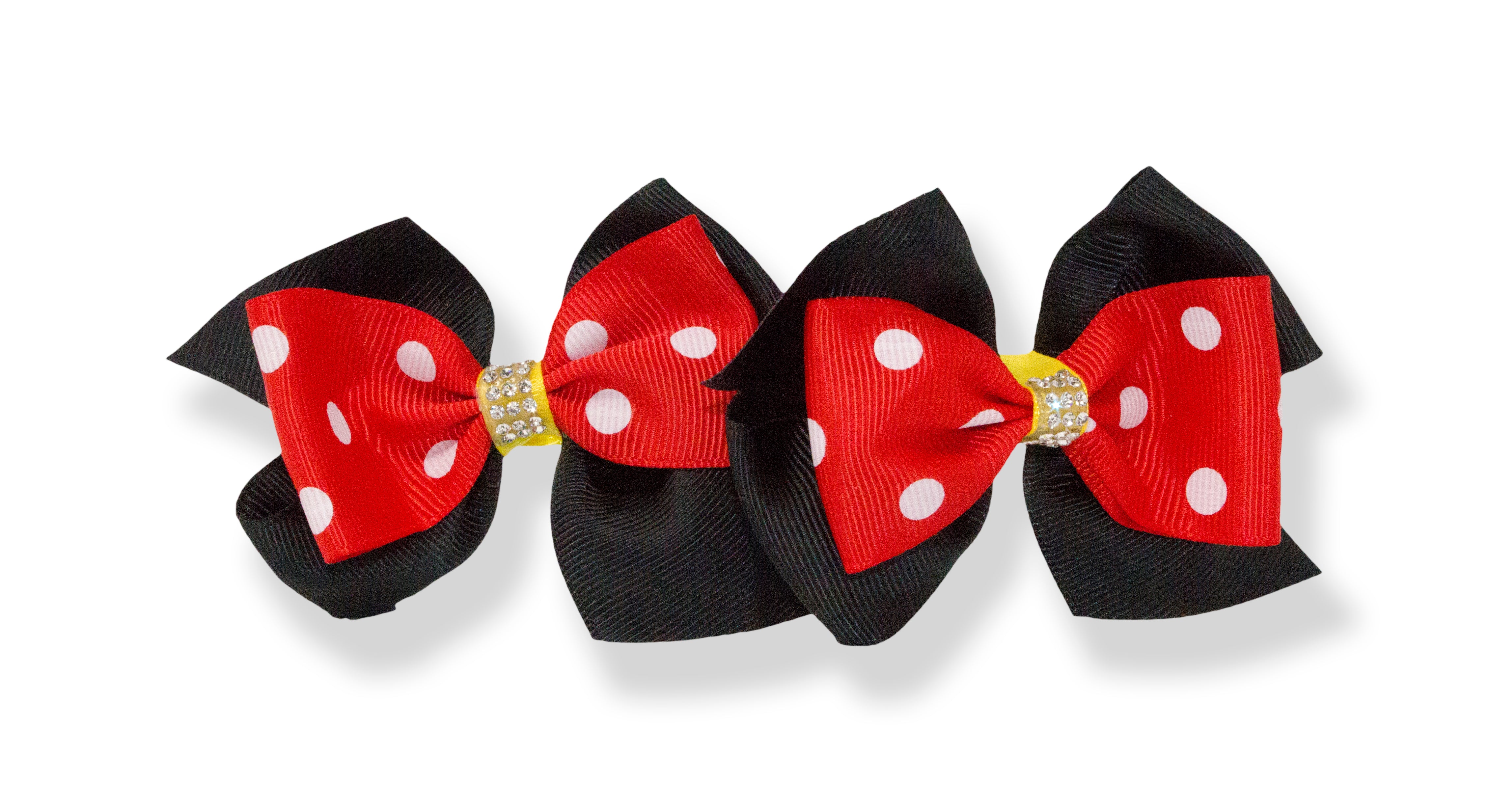 Black & Red Polka Dot Mini Bow Tie Hair Clip