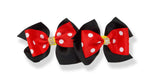 Load image into Gallery viewer, Black &amp; Red Polka Dot Mini Bow Tie Hair Clip
