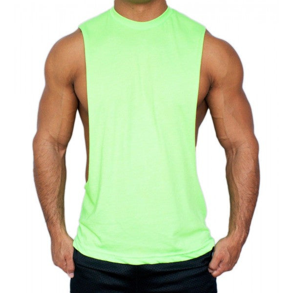 Muscle Nation Stringer Muscle Cut Stringer Workout Tank Top T-Shirt – Neon Nation