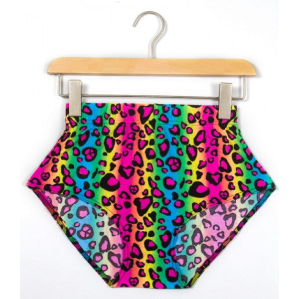 Neon Rainbow Animal Leopard Print Short Shorts Sexy Spandex Rave Costume Pants - Neon Nation