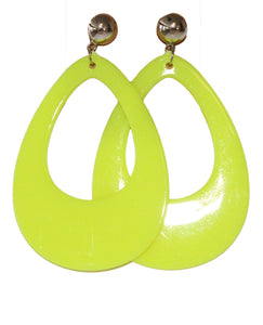 Neon Nation Circular Oval Earring w/ Silver Top 1980s Costume Party - Neon Nation