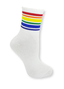 Rainbow Striped Crew Cut Calf Height Ankle Pride Socks