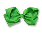 Load image into Gallery viewer, Large Green &amp; White Saint Patricks Day Hair Bows - Neon Nation
