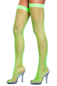 Women's Colored Fishnet Thigh High Stockings