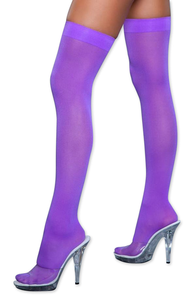Women's Colored Opaque Thigh High Stockings