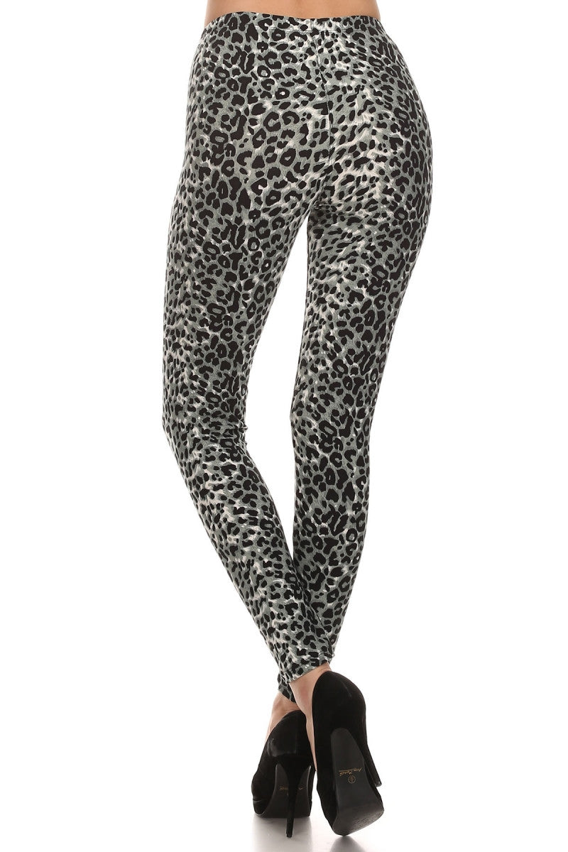Gray Cheetah Leopard Spot Animal Print Leggings Pants - Neon Nation