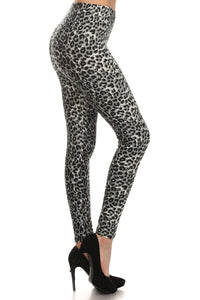 Gray Cheetah Leopard Spot Animal Print Leggings Pants - Neon Nation