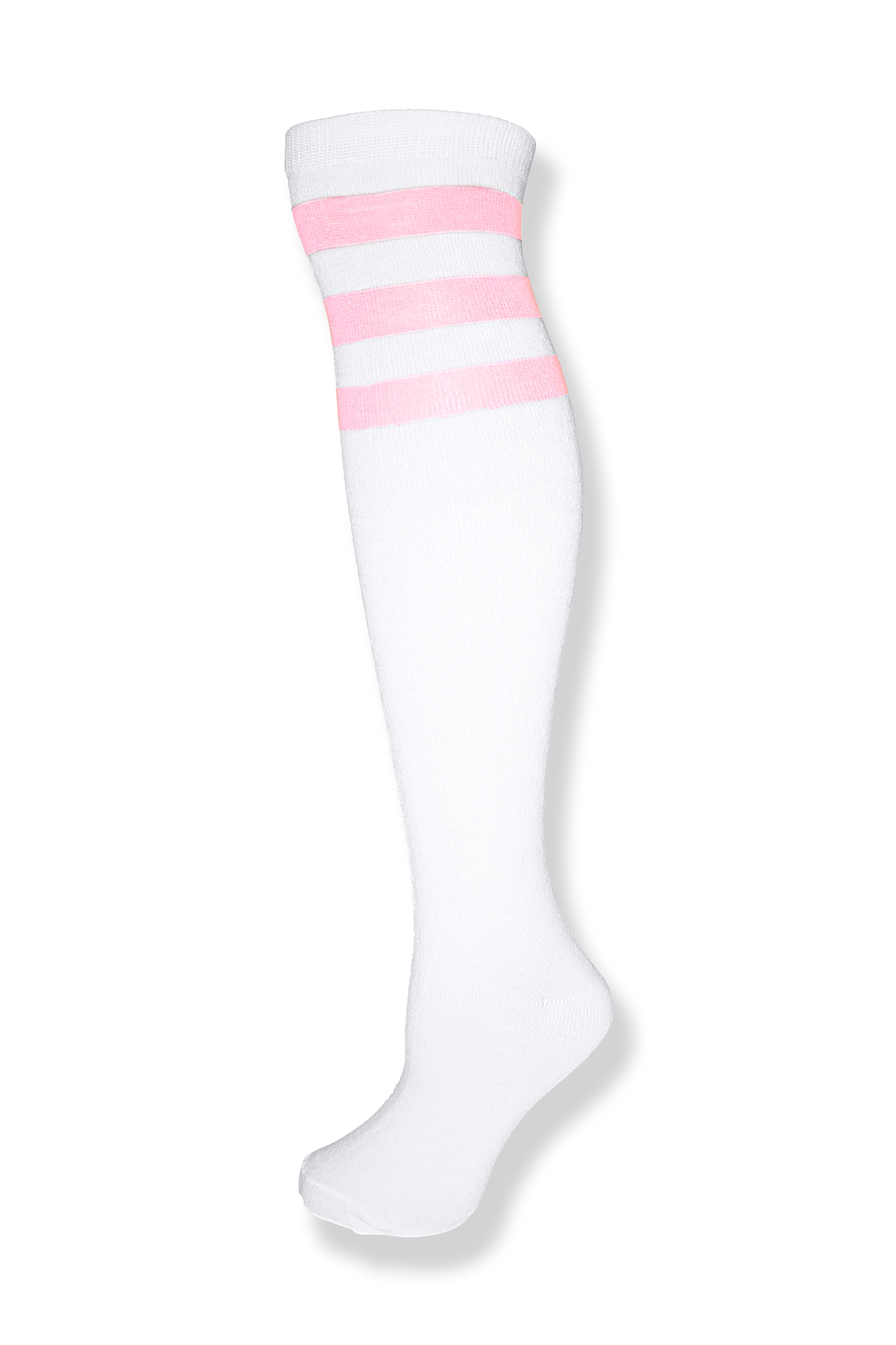 White with Light Pink Stripes Knee High Sock