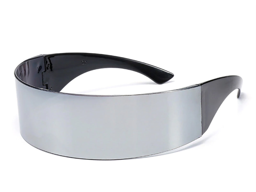 Wrap Around Silver / Mirrored Lens Sunglasses Black Lenses 