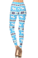 Load image into Gallery viewer, Light Baby Blue Christmas Snow Flake Fair Isle Pattern Leggings
