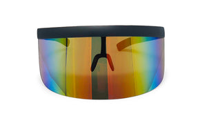 Large Wide Frame Cybertic Sunglasses w/ Mirrored Reflective Lens