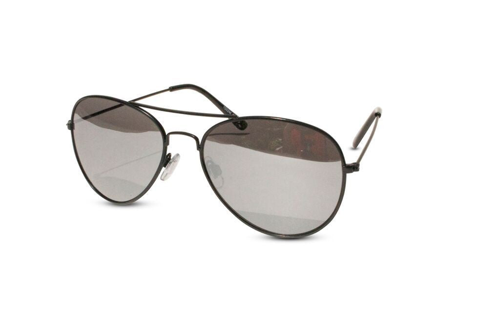 Lot of 12 Pack of Classic Black Frame Aviator Sunglasses w/ Silver Mirrored Lens - Neon Nation