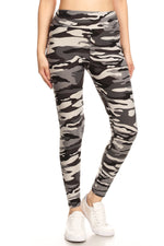 Load image into Gallery viewer, Camo Army Print Pattern Leggings w/ Banded Waist
